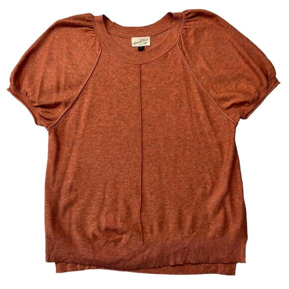 Universal Thread Sweater Top Womens Medium Orange Puff Short Sleeve - Picture 1 of 9